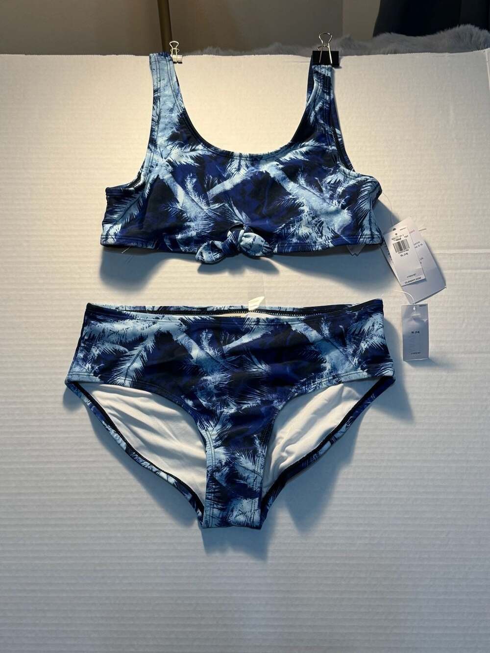 Old Navy Bikini Set kids Size XL (14) Blue Palm Tree